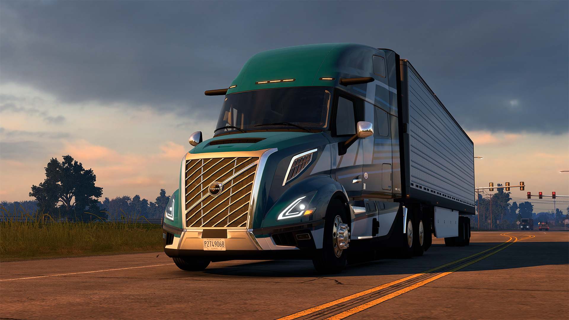 American semi truck on highway